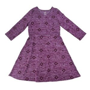 Wonder Nation Purple Long Sleeve Geometric Print Skater Mini Dress XL Girl’s